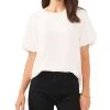 Vince Camuto Women's Textured Crewneck Puff-Sleeve Blouse
