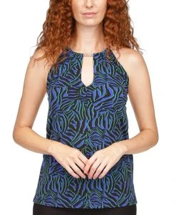 Michael Kors Women's Zebra-Print Chain Halter Top