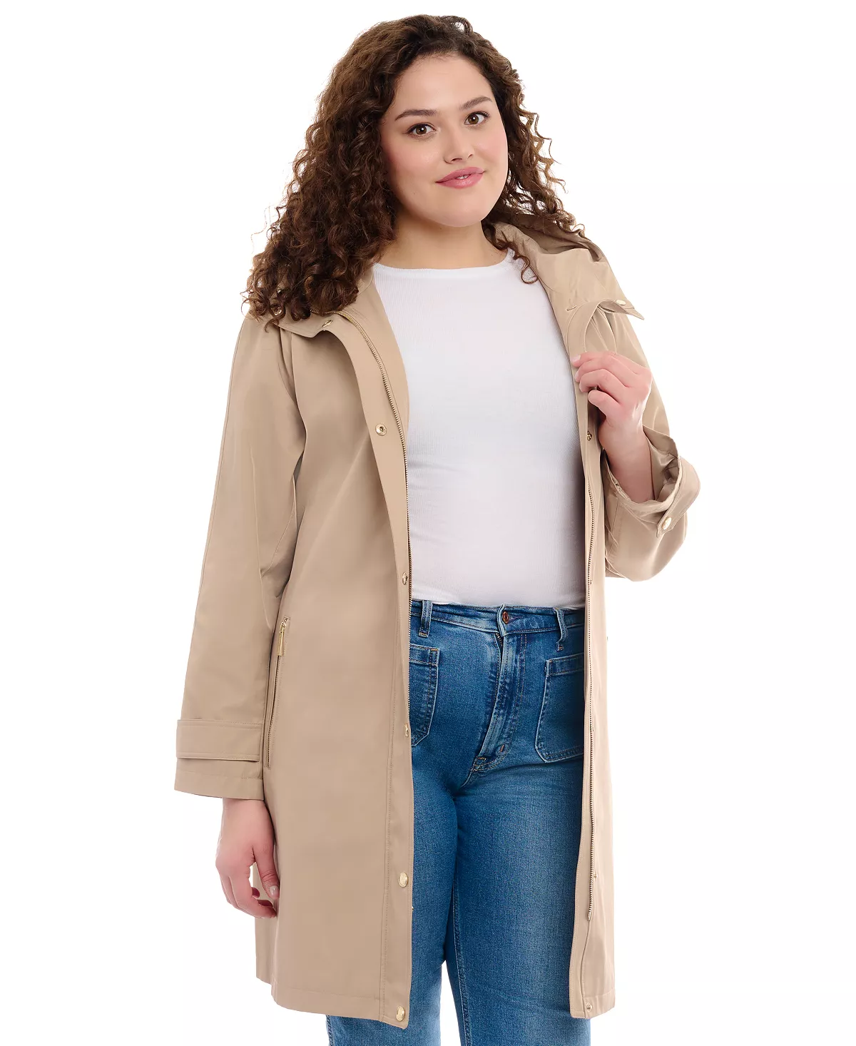 Michael Kors Women's Plus Size Belted Hooded Trench Coat - Image 3