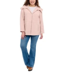 Michael Kors Women's Plus Size Hooded Anorak Raincoat