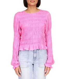 Sanctuary Women's Stay Together Long-Sleeve Crinkled Top