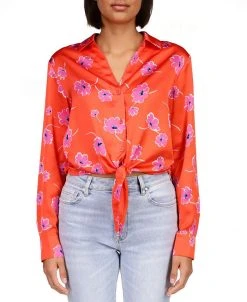 Sanctuary Women's Printed Lover Tie-Front Button-Front Shirt