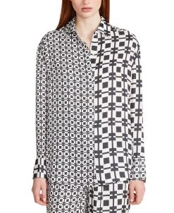 Steve Madden Women's Delancey Mixed-Print Satin Top
