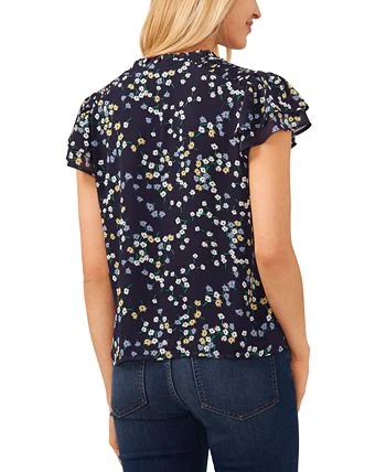 CeCe Women's Split-Neck Flutter-Sleeve Printed Blouse - Image 2