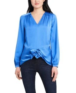 Vince Camuto Women's Long Sleeve Tie Front V-Neck Blouse