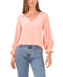 Vince Camuto Women's Bubble-Sleeve V-Neck Blouse