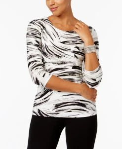 JM Collection Printed Jacquard Top, In Regular And Petite, Created For Macy's