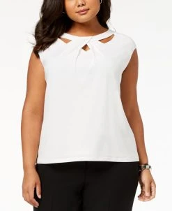 Kasper Plus Size Crossover Cutout Top