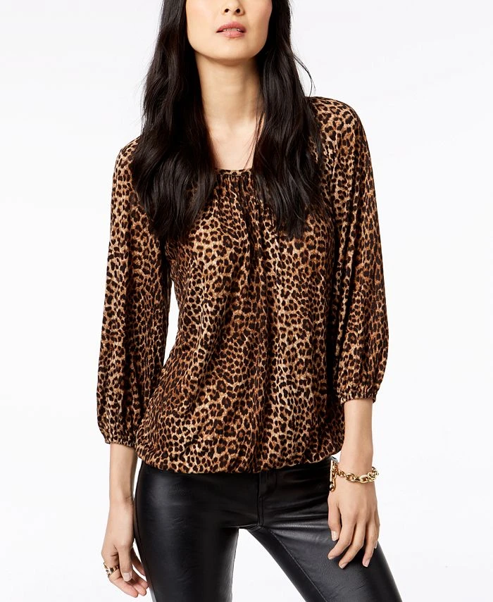 Michael Kors Leopard-Print Peasant Top, Regular & Petite