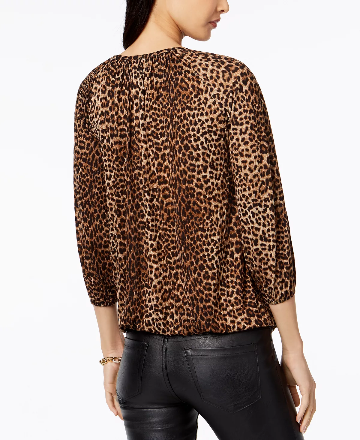 Michael Kors Leopard-Print Peasant Top, Regular & Petite - Image 2